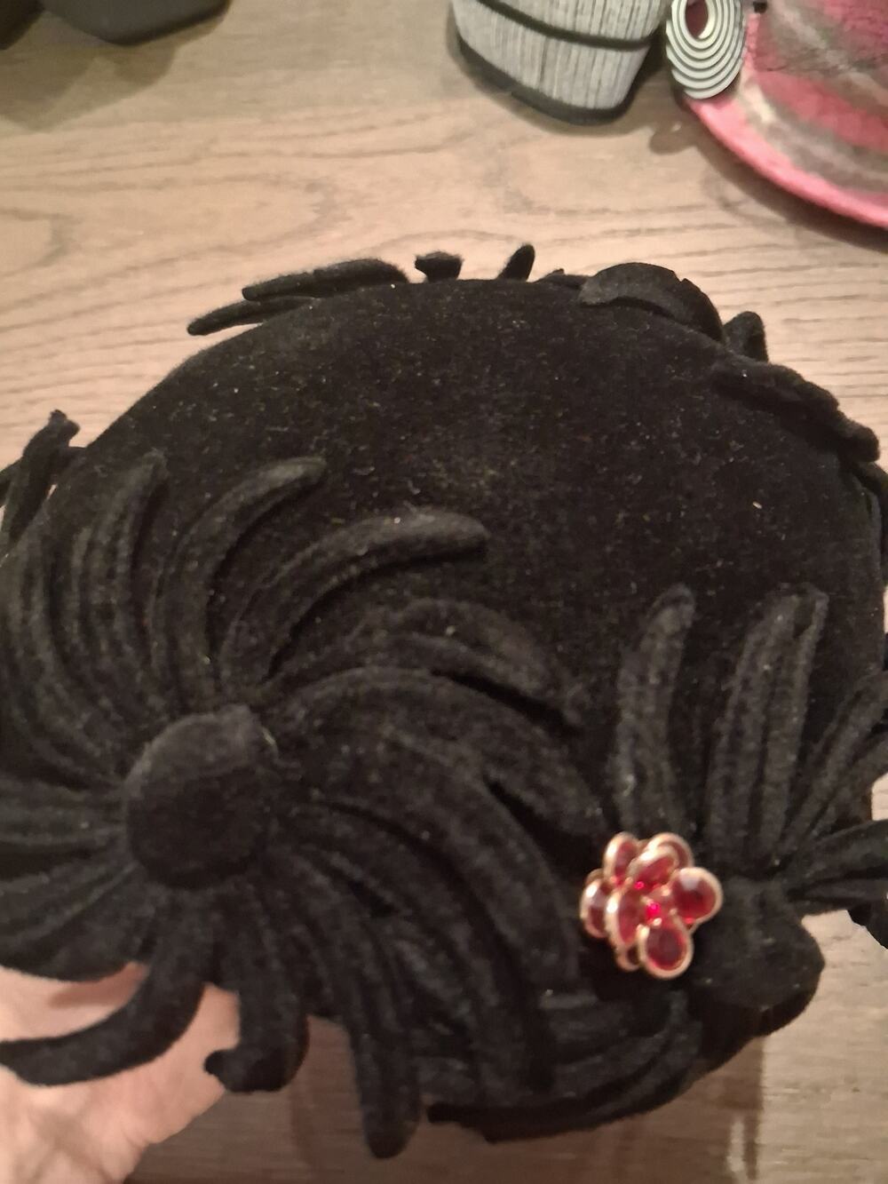 Vintage velour cocktail hat